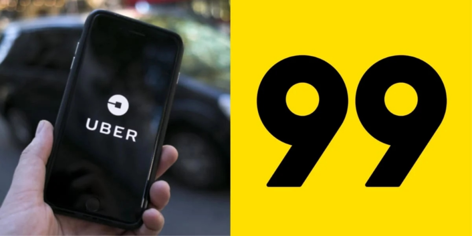 Celular com logo da Uber e 99 - foto: TV Foco