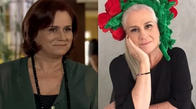 A atriz como Marion em Paraíso Tropical e em foto recente (Foto: Reprodução / Globo / Instagram)

