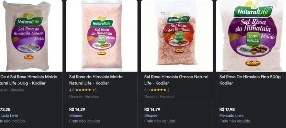 Sal Rosa da Kodilar Natutal Life voltou aos mercados (Foto: Reprodução / Google Shopping)
