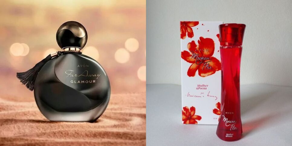 Perfume Avon Far Away Glamour Deo Parfum e Perfume Avon Mulher e Poesia Morena Flor (Reprodução/Foto: Avon/Divulgação)