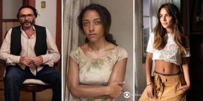 Rachid, Joana e Sandra em Renascer (Foto: Reprodução / Globo / Montagem TV Foco)