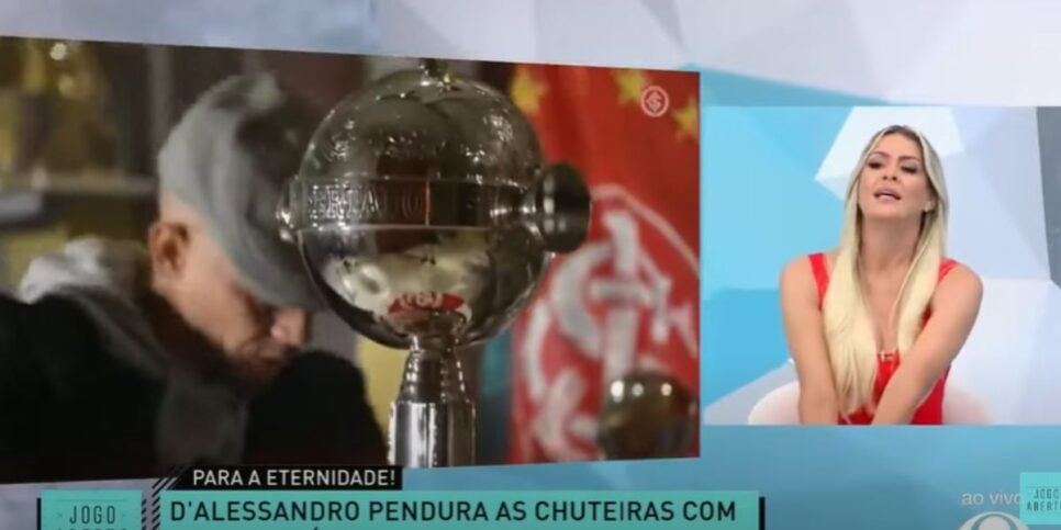 Renata Fan relembrou os títulos do atleta com a camisa do Inter (Reprodução: Band)