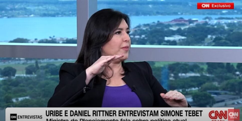 Simone Tebet participou de uma entrevista na CNN (Reprodução: CNN)