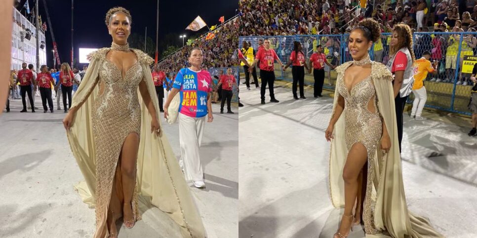 Valéria Valenssa voltou a Sapucaí após 20 anos longe da avenida (Reprodução/Foto: Thaís Espírito Santo/g1)