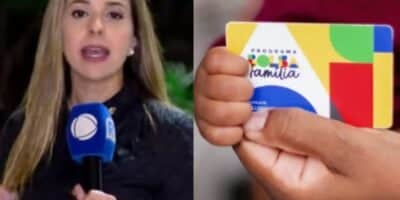 Jornalista da Record e pessoa com cartão do bolsa família - foto: TV Foco