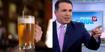 Cerveja e Gottino, apresentador da Record - montagem: TV Foco