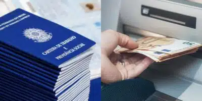 Carteira de Trabalho / Pessoa sacando dinheiro - Montagem: TVFOCO