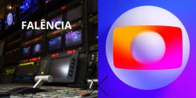 Emissora, escrito de falência e logo da Globo (Fotos: Reproduções / Canva / GloboPlay)