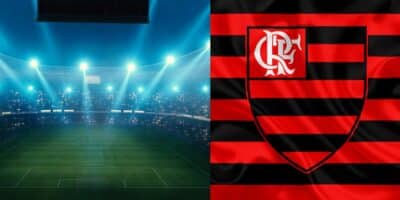 Estádio e bandeira do Flamengo (Fotos: Reproduções / Canva / Internet)