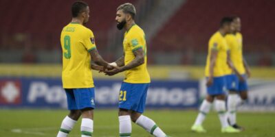 Gabriel Jesus e Gabigol em ação com a seleção brasileira Lucas Figueiredo/CBF