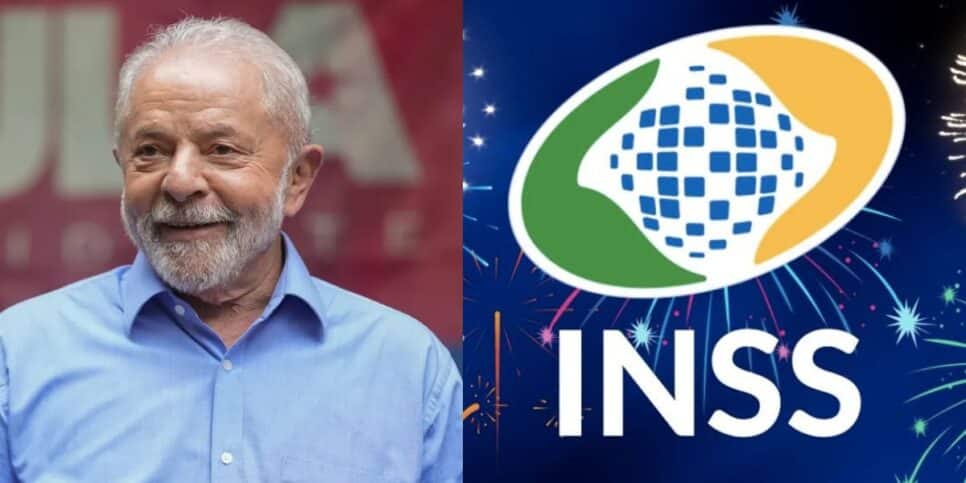 Lula, fogos de artifício e logo do INSS (Fotos: Reproduções / Andre Penner/AP / freepik / Internet)