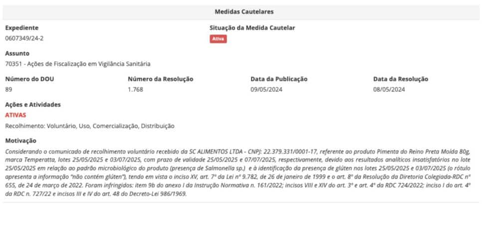 Medida cautelar (Foto: Reprodução / Site oficial)