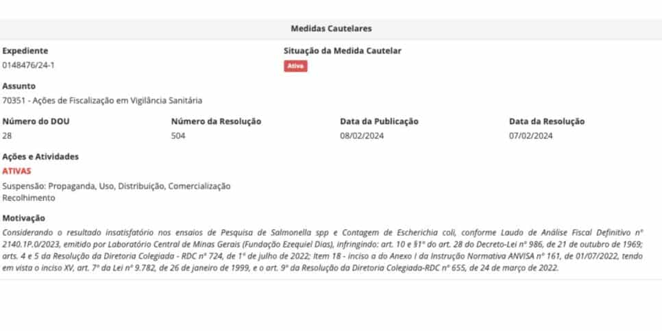 Medida cautelar (Foto: Reprodução / Site oficial)