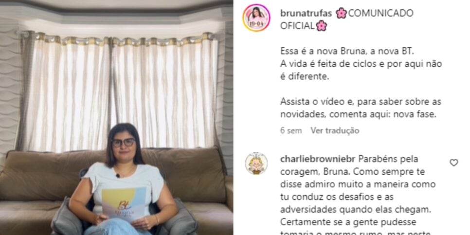 O anúncio de Bruna no ano passado ao anunciar o fechamento das lojas e cravar apenas o delivery (Foto: Reprodução/Instagram(