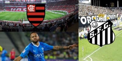 Neymar, Santos e Flamengo - Montagem Tv Foco | Getty Images