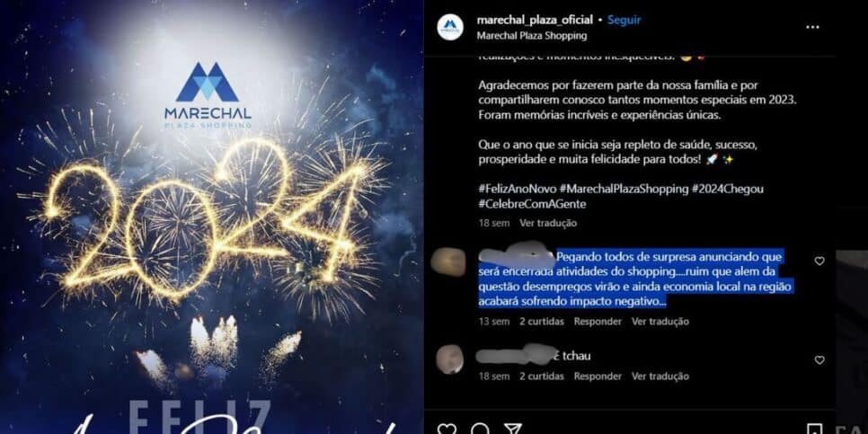 Frequentador lamenta o fechamento do Shopping Marechal Plaza (Foto Reprodução/Instagram)
