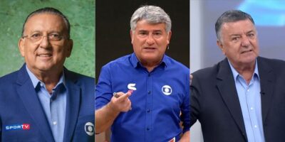 Galvão Bueno, Cleber Machado e Arnaldo deixaram o esporte da Globo (Reprodução: Montagem TV Foco)