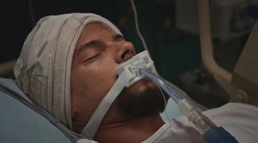 Netuno entra em coma após acidente em Família é Tudo (Foto: Reprodução / Globo)
