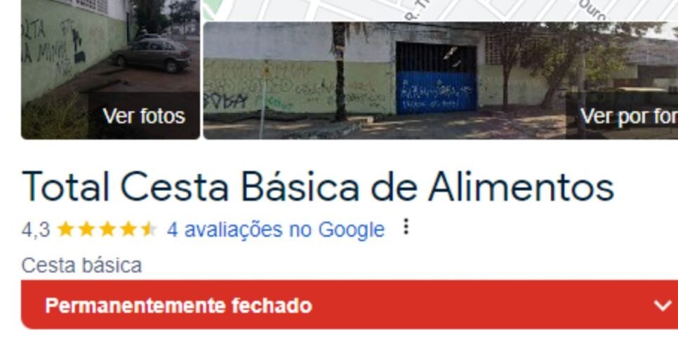 A Total Cesta Básica aparece como permanentemente fechada (Reprodução: Internet)