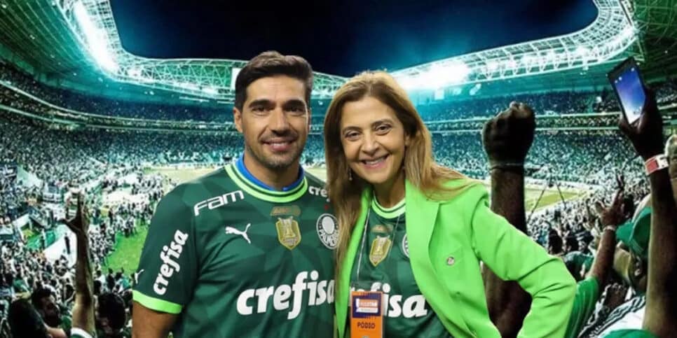 Abel Ferreira e Leila Pereira (Foto: Reprodução - ESPN Brasil)