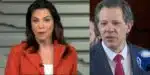 Ana Paula Araújo no Bom Dia São Paulo e Fernando Haddad (Fotos: Reproduções / Globo)