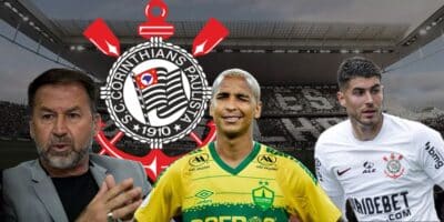 Augusto Melo, Deyverson, Pedro Raul e escudo do Corinthians (Foto - Montagem TV Foco).