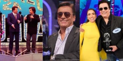 Com Silvio Santos no Qual é a Música em 1988 (João Batista da Silva/SBT), Em participação no Cante Se Puder em 2012 (Artur Igrécias/SBT) E com Patricia Abravanel no Programa Silvio Santos especial 60 anos (Gabriel Cardoso/SBT)