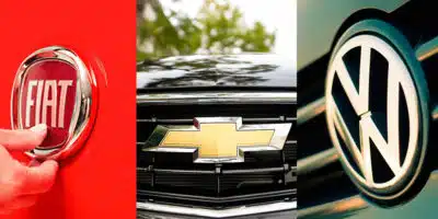 Fiat, Volkswagen e Chevrolet (Foto: Reprodução, Montagem - TV Foco)