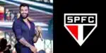 Gusttavo Lima e escudo do São Paulo (Foto - Montagem TV Foco).