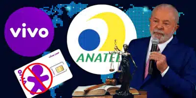 Nova lei de Lula e Anatel, em vigor, fez com que a Vivo boqueasse chips de smartphones no país (Foto Reprodução/Montagem/Lennita/Canva/Vivo/Anatel/Internet)