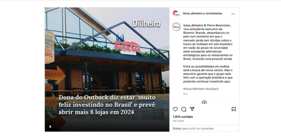 Notícia sobre o Outback (Foto: Reprodução / Globo)