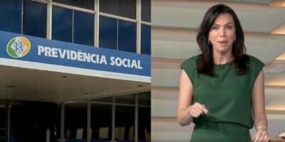 Previdência Social e Ana Paula Araújo no Bom Dia Brasil (Fotos: Reproduções / Globo)