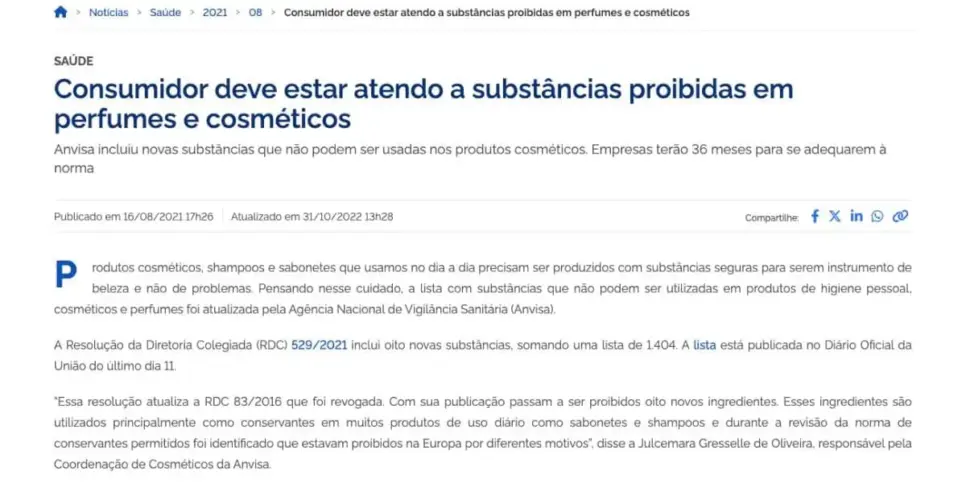 Resolução da vigilância sanitária (Reprodução/Gov) Resolução da vigilância sanitária (Reprodução/Gov)