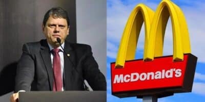 Tarcísio de Freitas / Logo do McDonald's - Montagem: TVFOCO