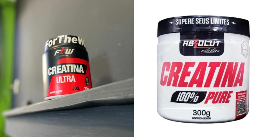 Creatinas Ftw creatina ultra e Absolut Nutrition creatina 100% pure - Foto: Montagem