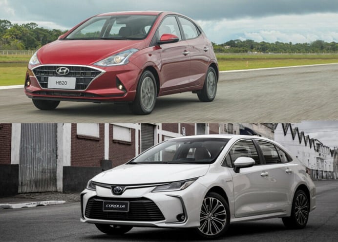 Corolla e HB20 também são vendidos na China (Foto: Reprodução / Carsughi) 
