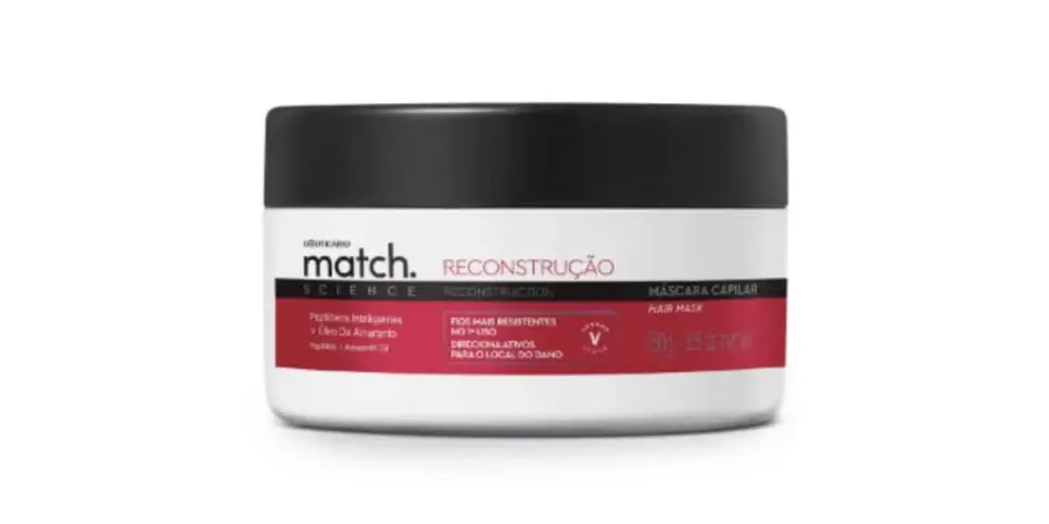 Máscara Capilar Match Science Reconstrução (Foto: Reprodução / Site oficial) Máscara Capilar Match Science Reconstrução (Foto: Reprodução / Site oficial)