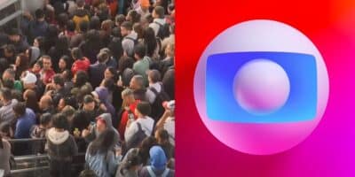 Pessoas na linha da CPTM e logo da Globo (Fotos: Reproduções / GloboPlay)