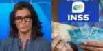 Renata Vasconcellos Jornal Nacional - INSS (Foto: Reprodução, Montagem - TV Foco)