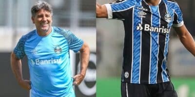 Renato gaúcho e nova contratação - (Foto Reprodução  Lucas Uebel/Grêmio)