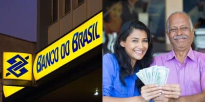 Banco do Brasil e idoso com dinheiro - Foto Reprodução Internet