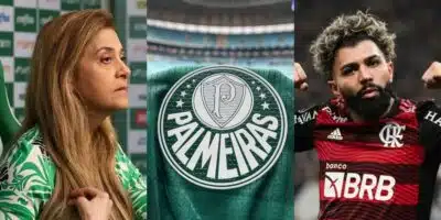 Leila esquece Gabigol e novo camisa 9 é oficializado no Palmeiras (Foto: Cesar Greco/Palmeiras, Divulgação, Flamengo)