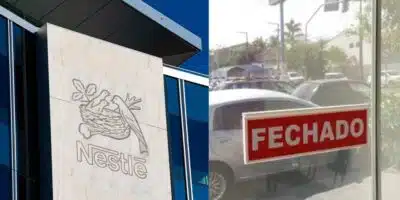 Logo da Nestlé / Placa de fechado - Montagem: TVFOCO
