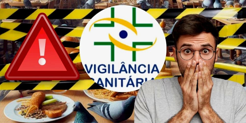 Vigilância Sanitária interdita restaurantes após nojeira e preseça de pombo (Foto Reprodução/Montagem/Lennita/Tv Foco/Canva/ANVISA)