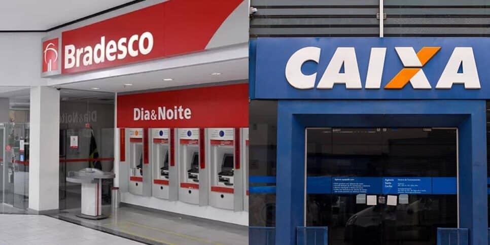 Banco Bradesco - Caixa (Foto: Reprodução, Montagem - TV Foco)