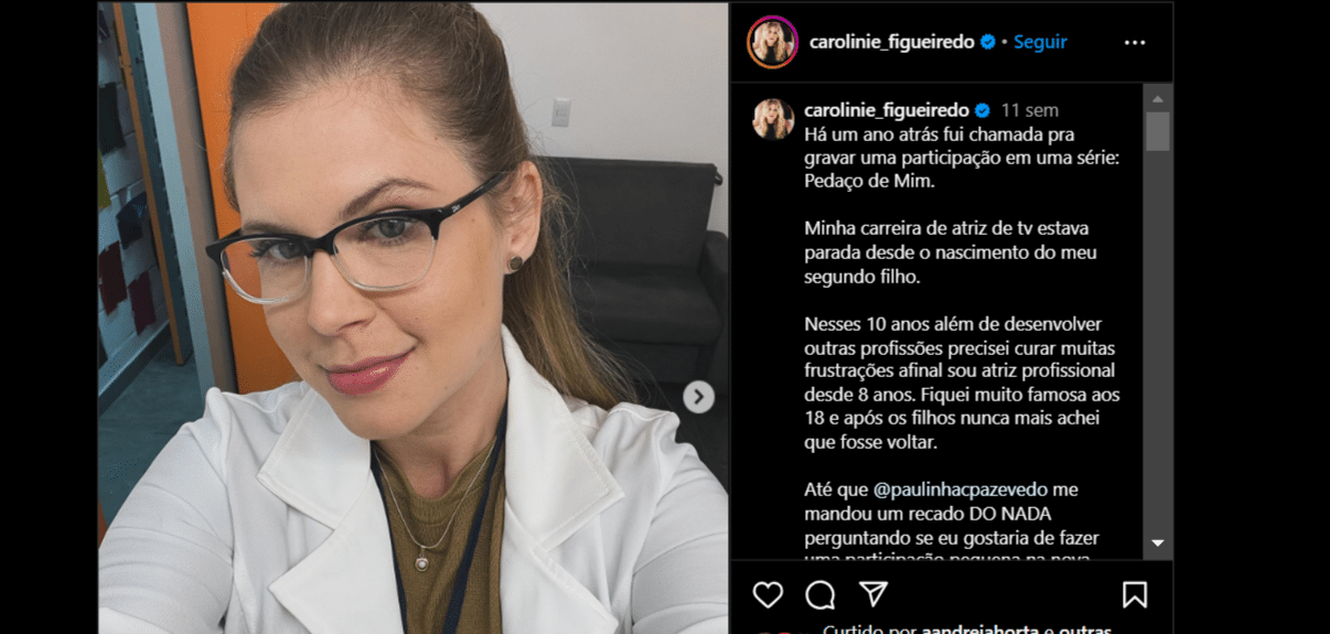 Desabafo de Caroline Figueiredo (Foto: Reprodução/ Instagram)