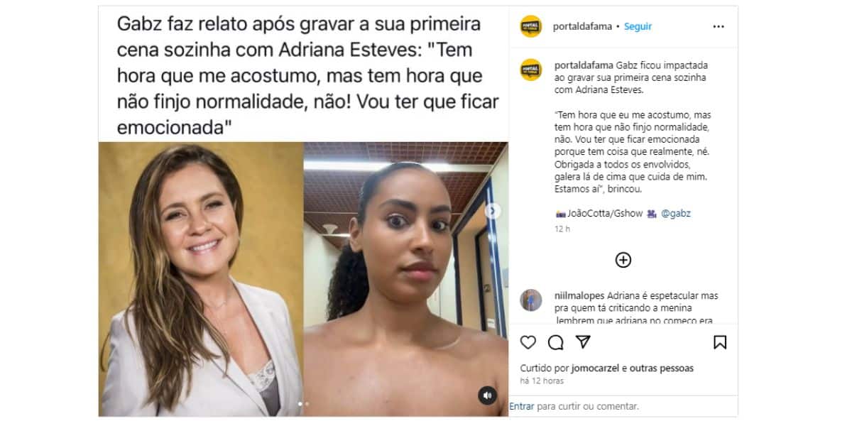 Gabz fala sobre Adriana Esteves (Foto: Reprodução / Instagram)