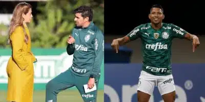 Leila Pereira e Abel Ferreira (Foto- Cesar Greco) e jjogador Rony (Foto- Divulgação: Conmebol)