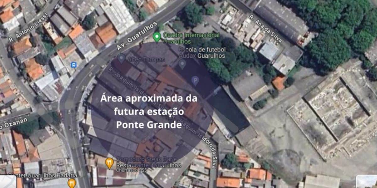 Estação Ponte Grande deve ficar nessa localização (Reprodução: Guarulhos Todo Dia)