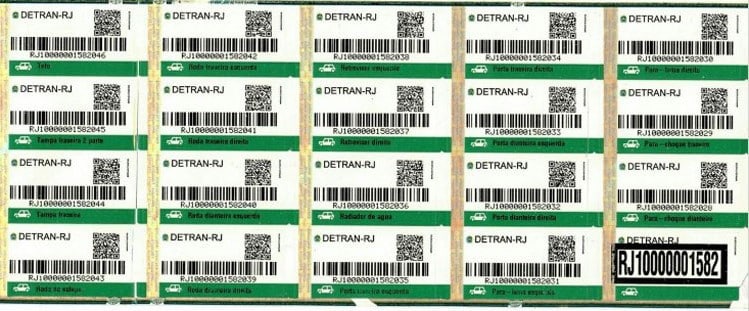 Etiquetas de identificação (Foto: Reprodução / Detran)